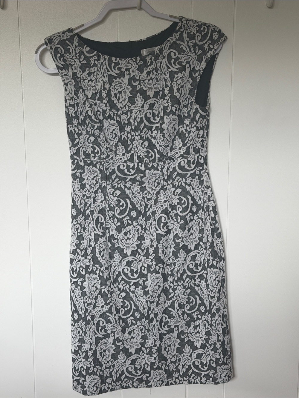 Dress Barn Black Dress with White Lace-Style Pattern